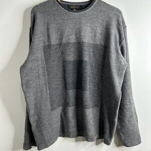 Bugatchi Uomo Sweater Mens Large‎ Gray Merino Wool Crewneck Textured Block Knit
